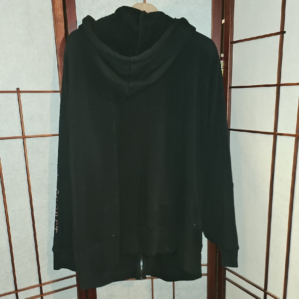 Victoria's Secret Black Zip Hoodie with Sleeve Script - Picture 3 of 3
